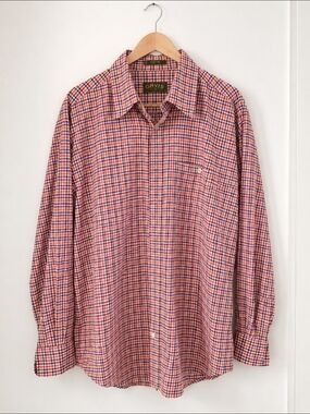 Orvis Men’s Large 100% Cotton Multicolor Plaid Long Sleeve Button Up Shirt